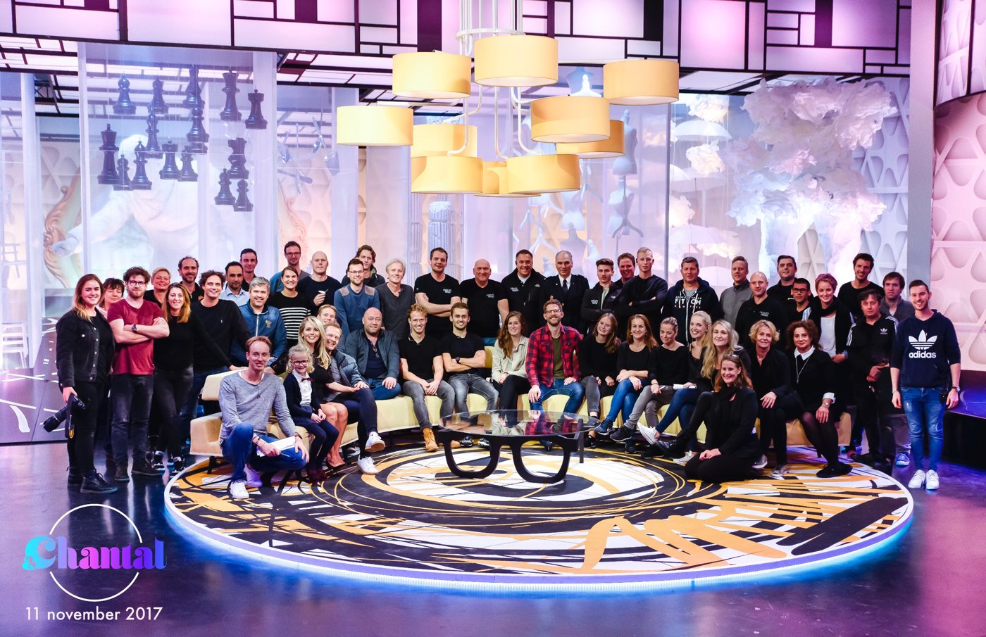 Cast en crew van & Chantal in de studio, 11 november 2017